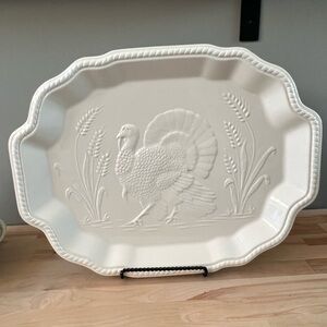 White Turkey Embossed Serving Platter